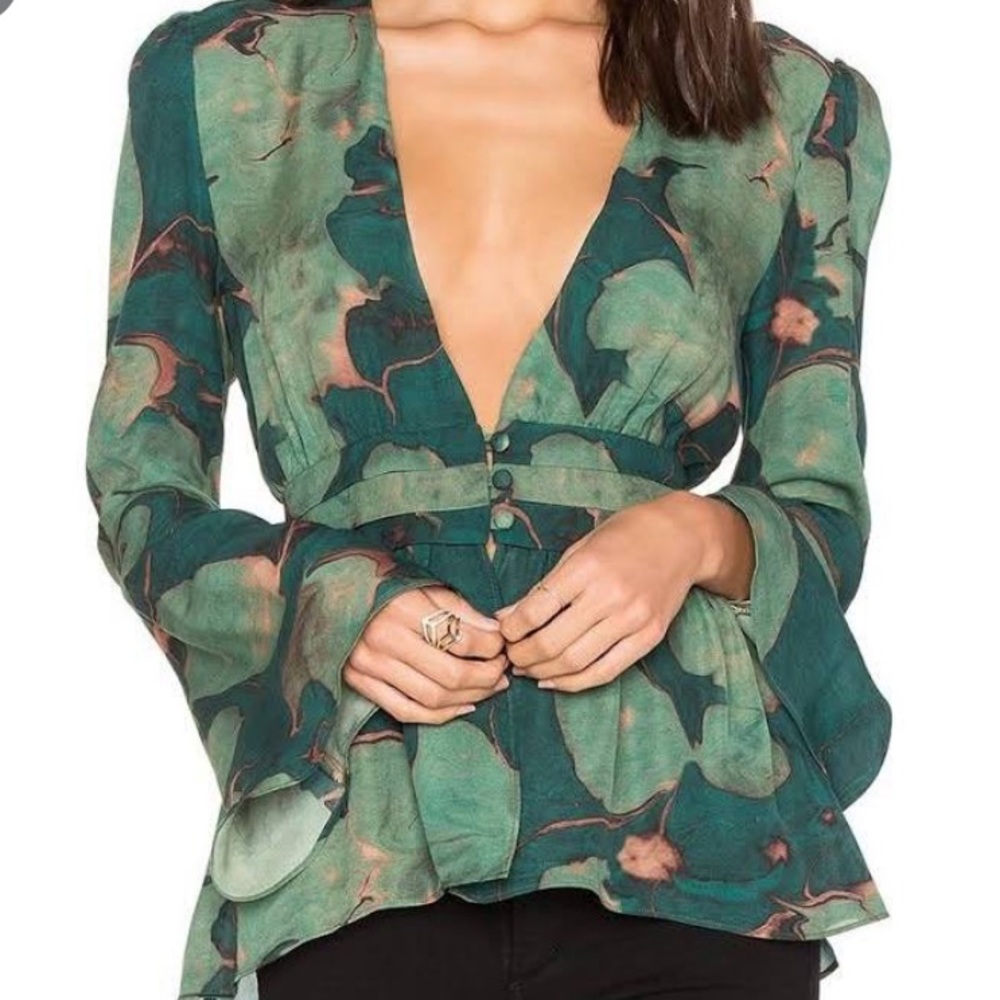 Stone Cold Fox Rosaline Silk Blouse Green Lily 2
